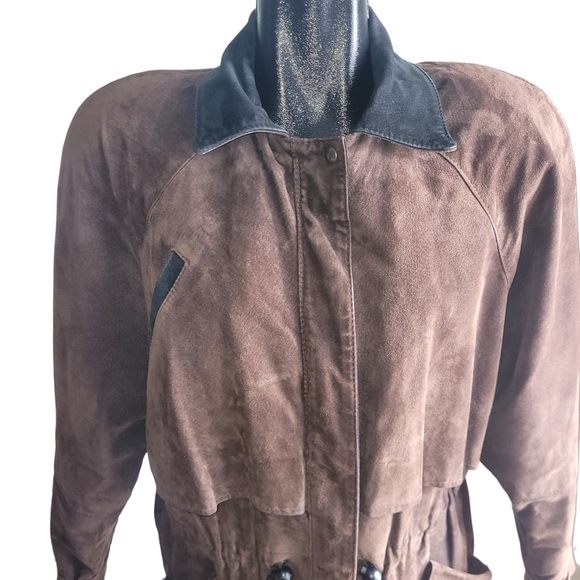 Smart Set Vintage 90's Brown Suede Mid Length Jacket M - Picture 2 of 8